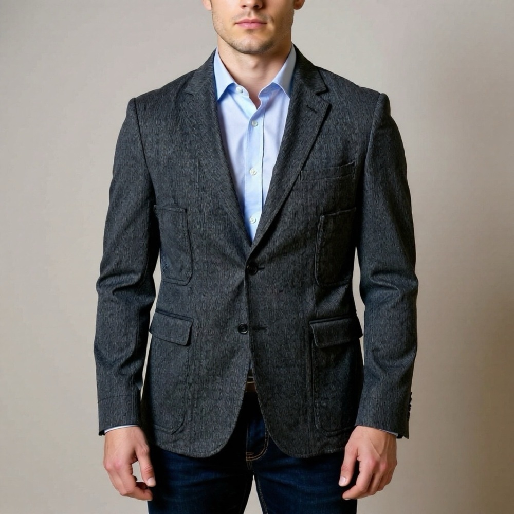 Banana Republic Jacket Blazer Modern Slim Fit Mens Size 44 R/S Grey Pockets